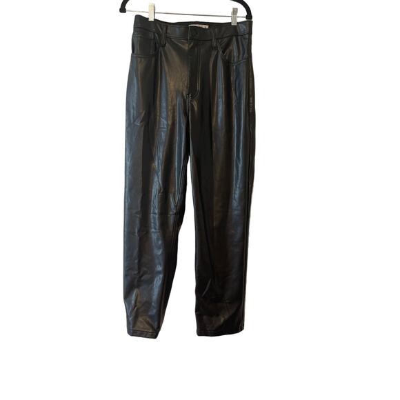 Abercrombie & Fitch 90's Straight Ultra High Rise Faux Leather Black 30/10 NWOT - Picture 1 of 9